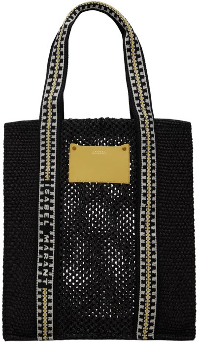 Isabel Marant Black Small Aruba Tote In Bkyw Black/yellow