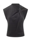 Isabel Marant Black Solid Round Neck Top In Black