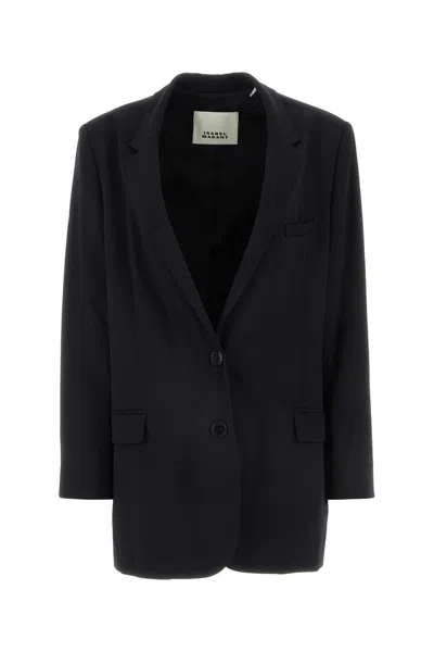 ISABEL MARANT BLACK STRETCH POLYESTER BLEND OCEANY BLAZER
