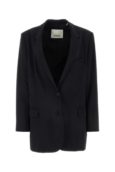 ISABEL MARANT BLACK STRETCH POLYESTER BLEND OCEANY BLAZER