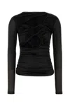 Isabel Marant Black Stretch Silk Blend Rose Top In Black