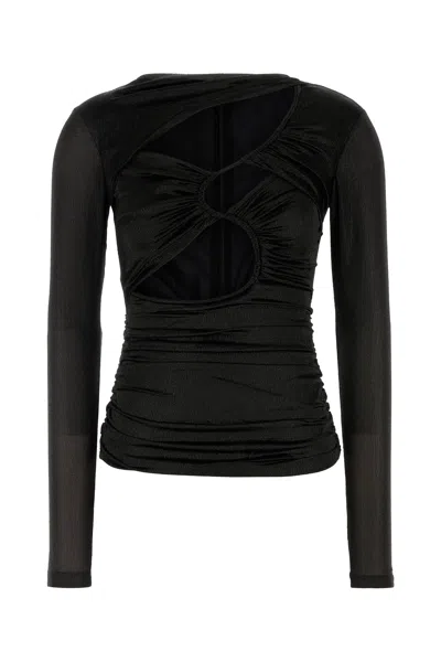 ISABEL MARANT ISABEL MARANT BLACK STRETCH SILK BLEND ROSE TOP