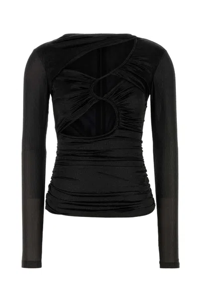 Isabel Marant Black Stretch Silk Blend Rose Top