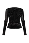 Isabel Marant Black Stretch Silk Blend Rose Top