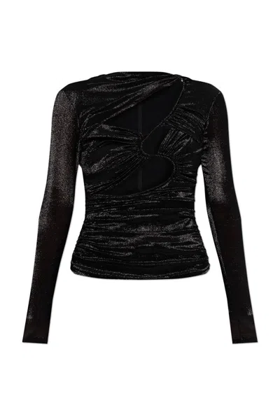 Isabel Marant Black Stretch Silk Blend Rose Top
