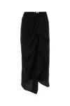 Isabel Marant Asymmetric Midi Skirt Draped Detail In Black