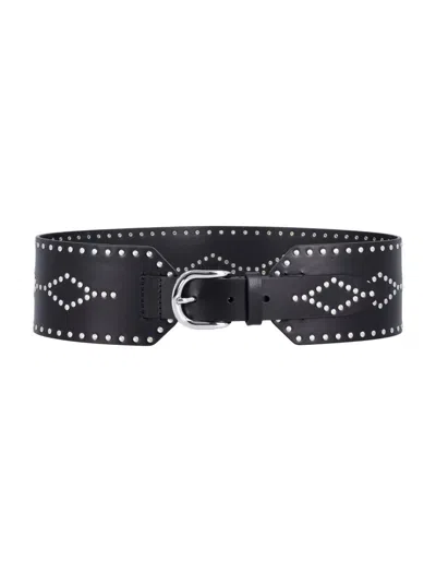 Isabel Marant Black Studded Buckle Belt