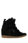 Isabel Marant Leather-trimmed Suede High-top Wedge Sneakers In Black