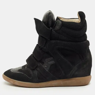 Pre-owned Isabel Marant Black Suede Bekett Wedge Sneakers Size 40
