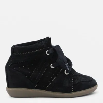 Isabel Marant Bobby Suede Wedge Sneakers In Black