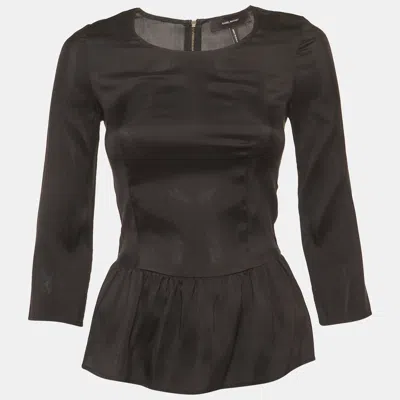 Pre-owned Isabel Marant Black Taffeta Pleated Blouse S