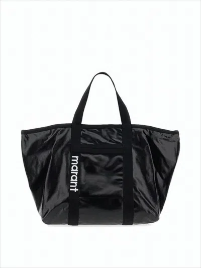 Isabel Marant Black Tote Bag With Spacious Trapezoidal Design In White