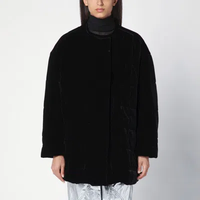 Isabel Marant Doriane Oversized Padded Velvet Coat In Black