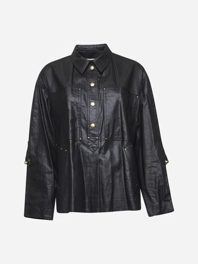 Isabel Marant Black Waxed Linen Blend Florida Shirt