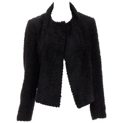 Pre-owned Isabel Marant Black Wool Blend Fluffy Stand Collar Minimal Jacket Fr36 S