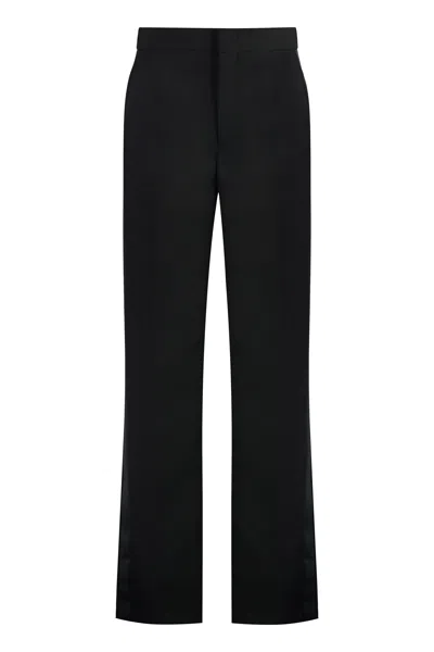 Isabel Marant Black Wool Trousers With Satin Stripes For Women