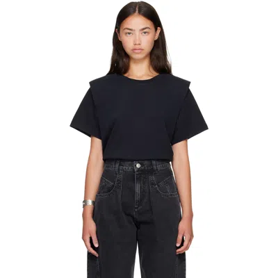 Isabel Marant Zelitos Padded-shoulder T-shirt In Black