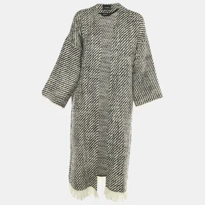 Pre-owned Isabel Marant Black/white Open Front Long Coat S