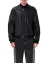 Isabel Marant Ribbed Leather Bomber Jacket In Black