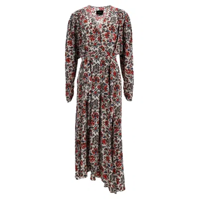 Isabel Marant Blainea Asymmetric Zebra-print Silk-blend Crepe Maxi Dress In Magenta