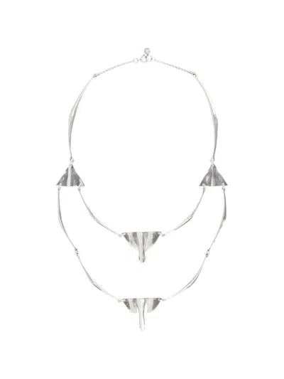 Isabel Marant Blair Multi Strand Necklace Graphic Pendants In Silver