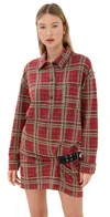Isabel Marant Blandia Gathered Buckle-detailed Checked Cotton-flannel Mini Dress In Red