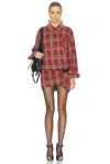 Isabel Marant Blandia Gathered Buckle-detailed Checked Cotton-flannel Mini Dress In Red