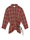 Isabel Marant Blandia Gathered Buckle-detailed Checked Cotton-flannel Mini Dress In Red