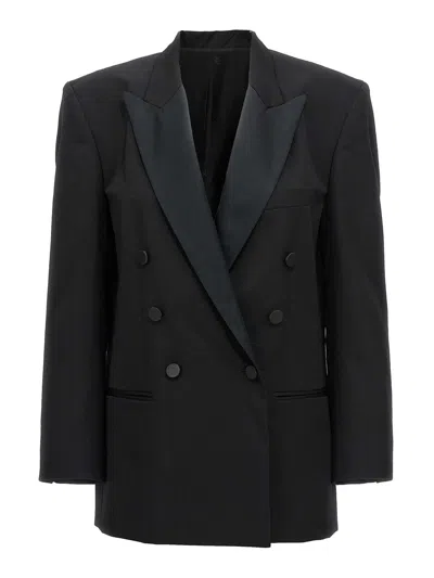 Isabel Marant Robine Double-breasted Cotton Blazer In Black