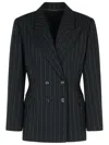 Isabel Marant Maia Double-breasted Pinstriped Cotton-blend Herringbone Blazer In Black