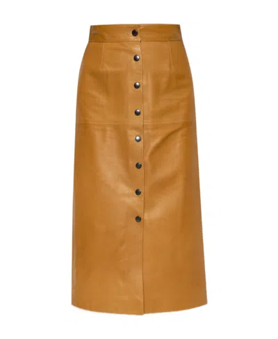 Isabel Marant Blehor Leather Midi Skirt In Brown