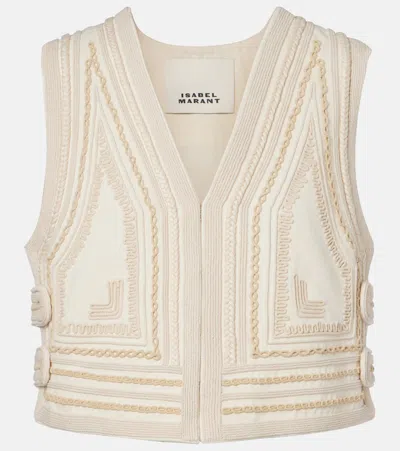 Isabel Marant Blerina Embroidered Cotton Vest In White