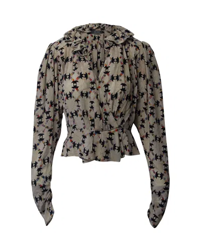 Isabel Marant Blinea Wrap-effect Blouse In Cream Silk In Multi