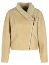 Isabel Marant Shearling Collar Jacket Side Pockets In Neutral