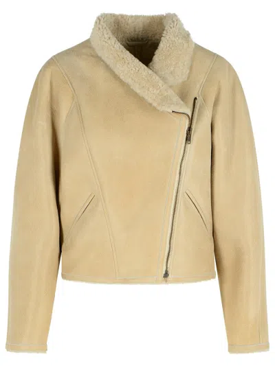 ISABEL MARANT ISABEL MARANT 'BLONDINE' SHEARLING ECRU JACKET WOMEN