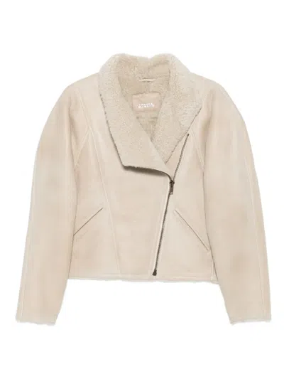 Isabel Marant Blondine Zip-front Shearling Jacket In Neutral