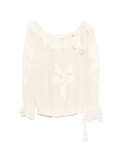 Isabel Marant Blouse With Floral Appliqué In White