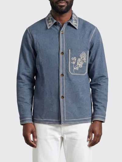 Isabel Marant Embroidered Cotton Rudy Overshirt In Blue