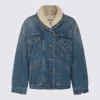 Isabel Marant Casual Jacket With Shearling Collar And Pockets In Blue