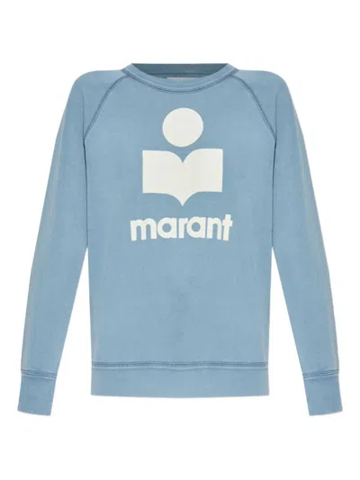 Isabel Marant Blue Creweck Logo Print Sweatshirt