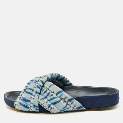 Isabel Marant Blue Criss-cross Suede Flat In Multi