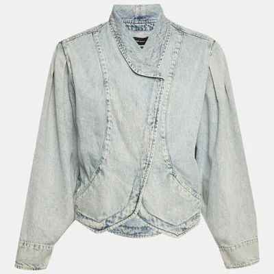 Isabel Marant Blue Denim Crossover Pauline Jacket In Brown