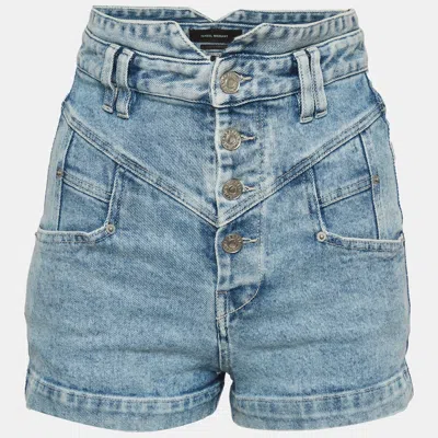 Pre-owned Isabel Marant Blue Denim High Waisted Jovany Shorts S