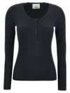 Isabel Marant Estine Neckline Sweater In Grey Stretch Merino In Blue