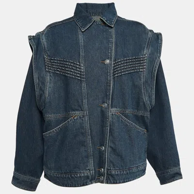 Pre-owned Isabel Marant Blue Faded Denim Detachable Sleeve Harmon Jacket M