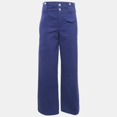 Pre-owned Isabel Marant Blue Gabardine Wide Leg Trousers M