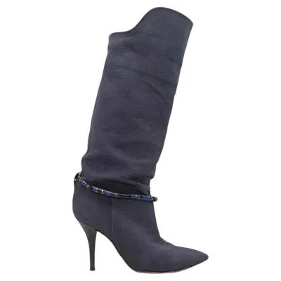 Pre-owned Isabel Marant Blue  Canvas Knee-high Pointed-toe Boots Size 39
