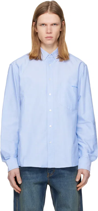 Isabel Marant Long Sleeve Blue Cotton Button-up Shirt In Brown