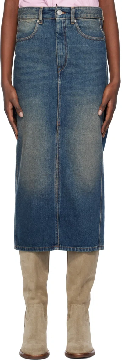 Isabel Marant Blue Julicia Denim Midi Skirt In 30fb Faded Blue