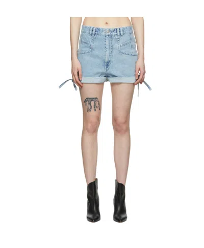 Isabel Marant Blue Logo Denim Shorts In Multicolor